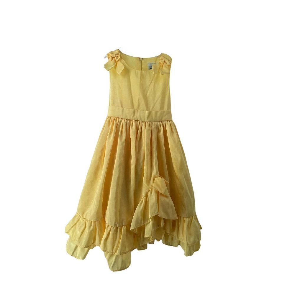 Sugar Plum Girls Formal Dress Size 6 Yellow Ruffle Belted Belle Sleeveless Party